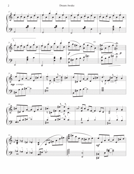 Dream Awake Original Piano Composition Page 2