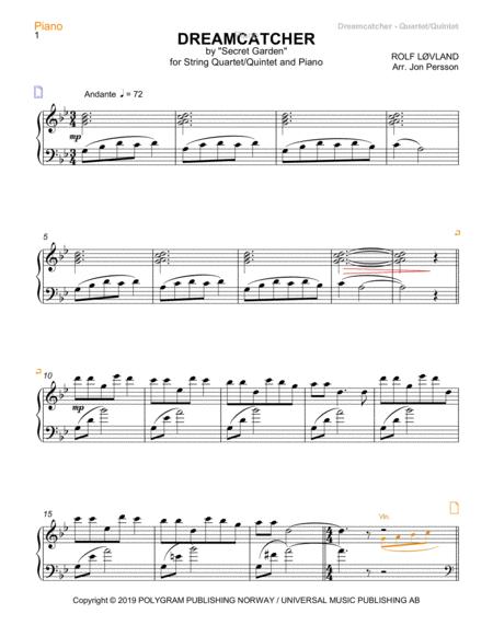 Dreamcatcher String Quartet Quintet Piano Parts Page 2