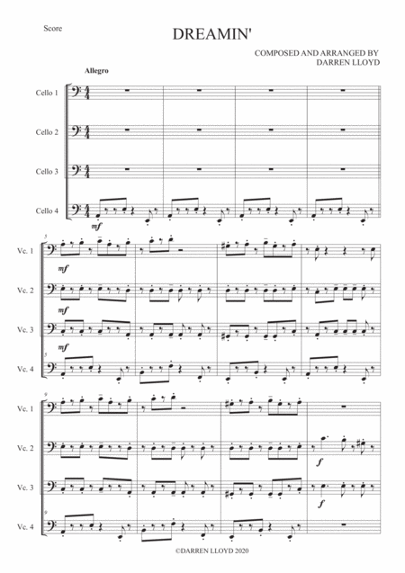 Dreamin Cello Quartet Page 2