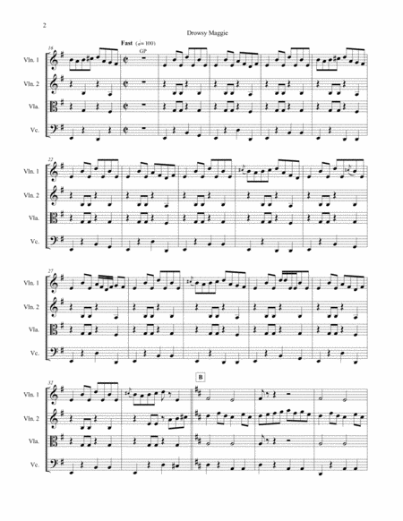 Drowsy Maggie A Lively Traditional Celtic Tune Reel Arranged For String Quartet Page 2