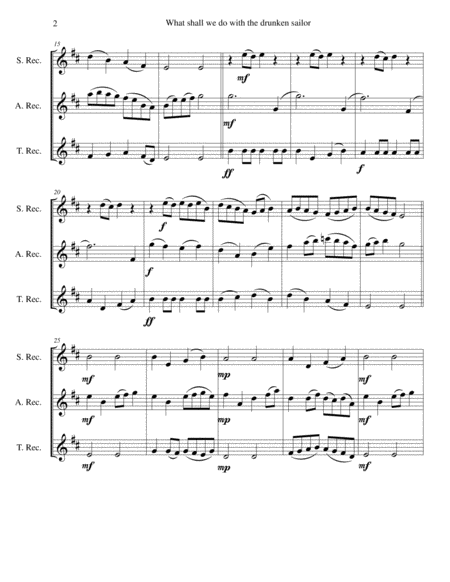 Drunken Sailor For Recorder Trio Soprano Alto Tenor Page 2