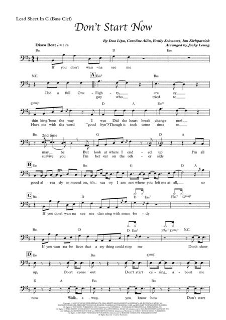 Dua Lipa Dont Start Now Lead Sheet In C Bass Clef Page 2