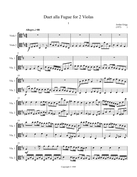 Duet Alla Fugue For Two Violas Page 2