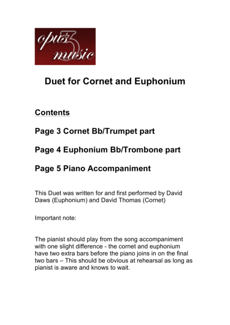 Duet For Cornet And Euphonium Moved By Love By David Catherwood Page 2