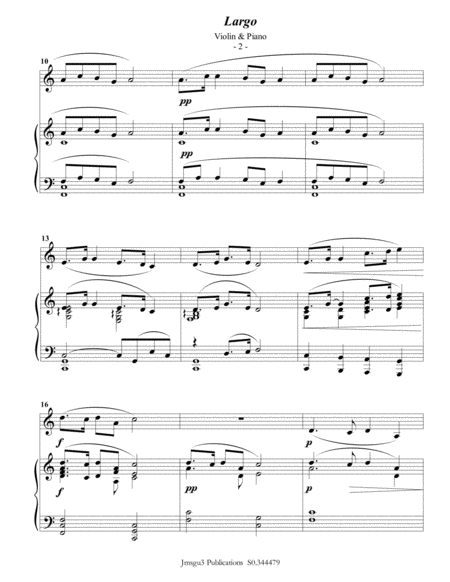 Dvo K Largo From The New World Symphony For Violin Piano Page 2