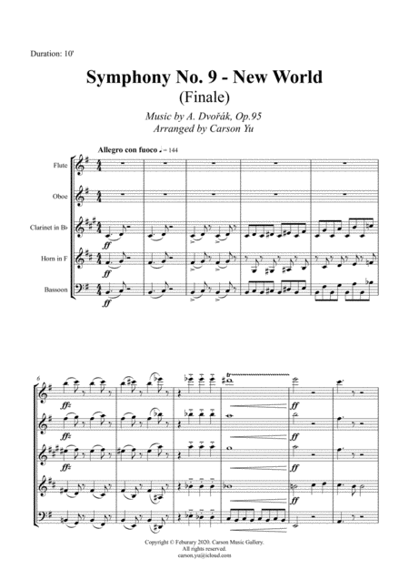 Dvo K New World Symphony Finale For Woodwind Quintet Page 2