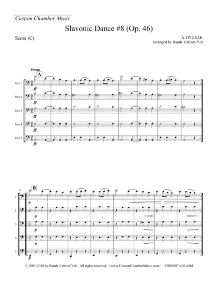 Dvorak Slavonic Dance 8 Violin Viola Or Cello Quintet Page 2