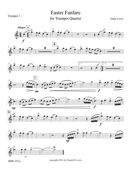 Easter Fanfare For Trumpet Quartet By Eddie Lewis Page 2