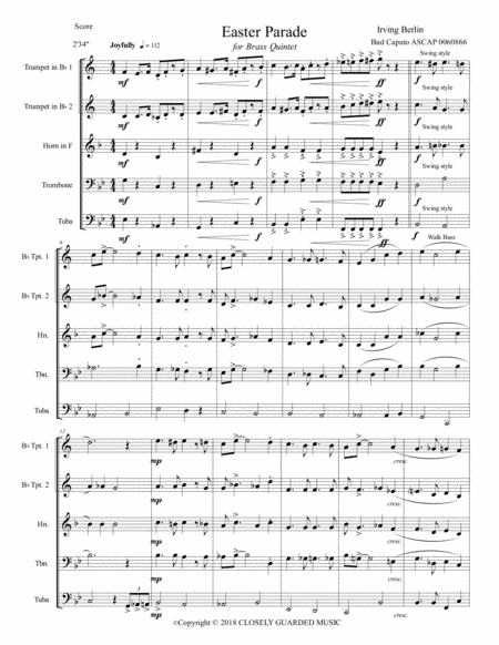 Easter Parade For Brass Quintet Page 2