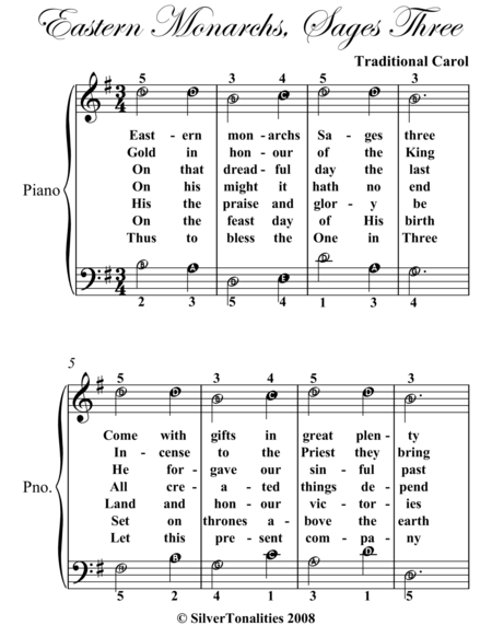 Eastern Monarchs Sages Three Easy Piano Sheet Music Page 2