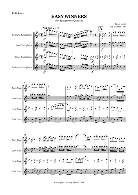 Easy Winners For Saxophone Quartet Satb Page 2