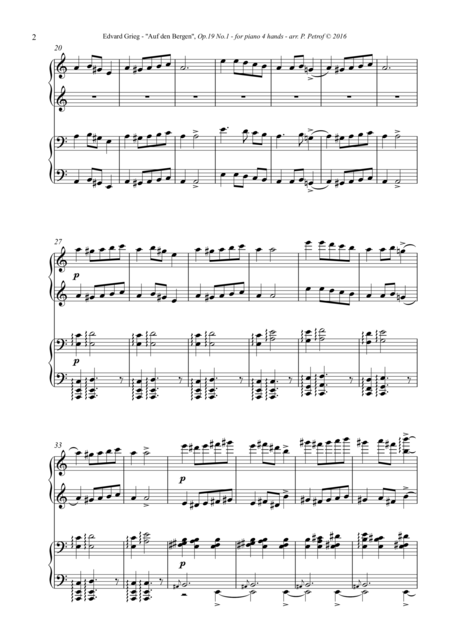 Ed Grieg Auf Den Bergen Op 19 No 1 Piano 4 Hands Page 2
