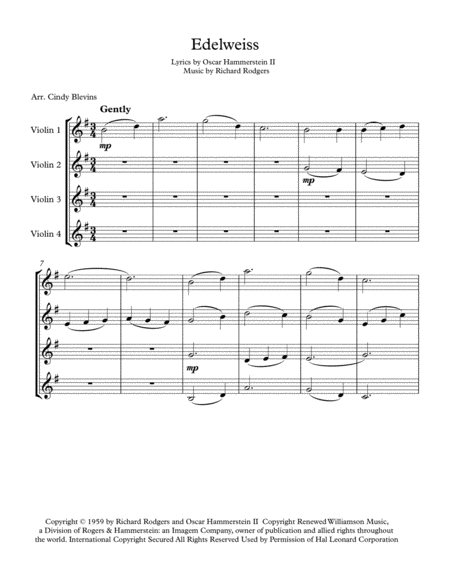 Edelweiss For Violin Quartet Page 2