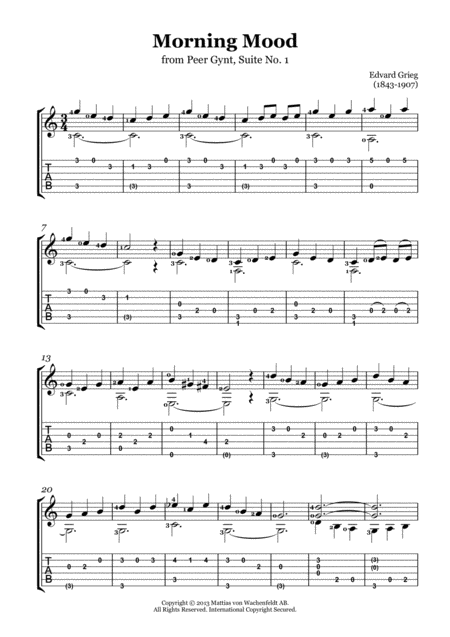 Edvard Grieg Morning Mood Guitar Page 2