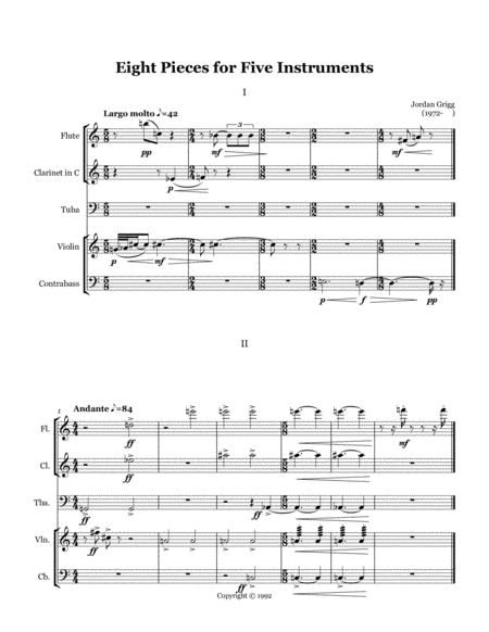 Eight Pieces For Five Instruments Page 2