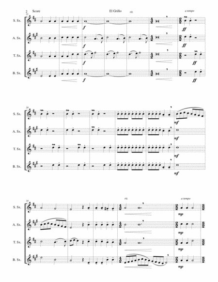 El Grillo The Cricket With Decorations For Saxophone Quartet Page 2