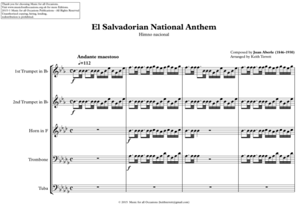 El Salvadorian National Anthem Himno Nacional For Brass Quintet Page 2