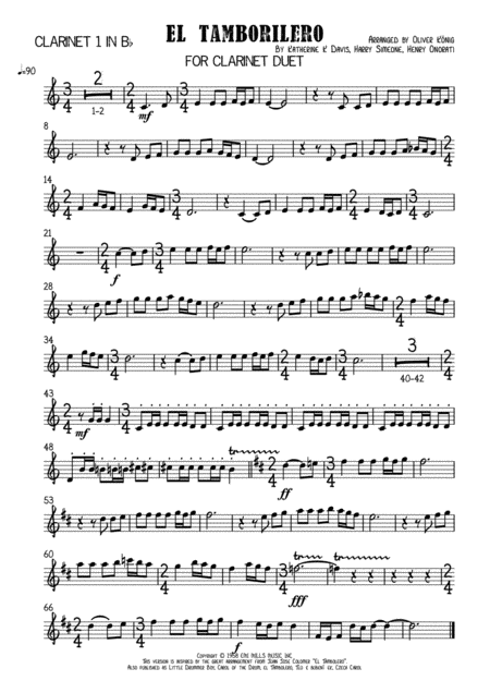 El Tamborilero Para 2 Clarinetes Page 2