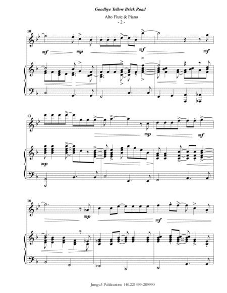 Elton John Goodbye Yellow Brick Road For Alto Flute Piano Page 2