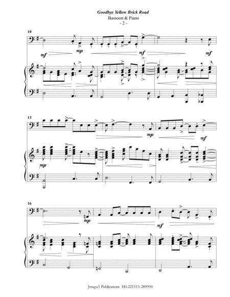 Elton John Goodbye Yellow Brick Road For Bassoon Piano Page 2