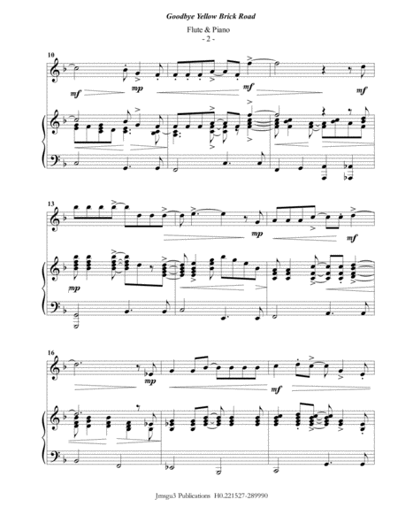 Elton John Goodbye Yellow Brick Road For Flute Piano Page 2