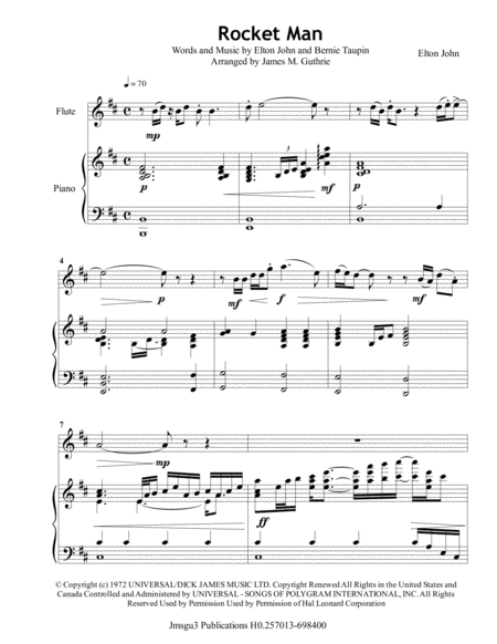 Elton John Rocket Man For Flute Piano Page 2