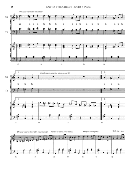 Enter The Circus Choral Page 2