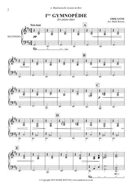 Erik Satie Gymnopedie No 1 For Piano Duet Page 2