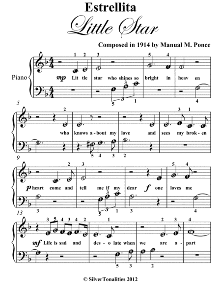 Estrellita Little Star Beginner Piano Sheet Music Page 2