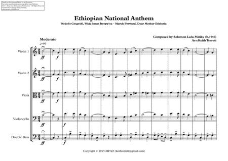 Ethiopian National Anthem For String Orchestra Mfao World National Anthem Series Page 2