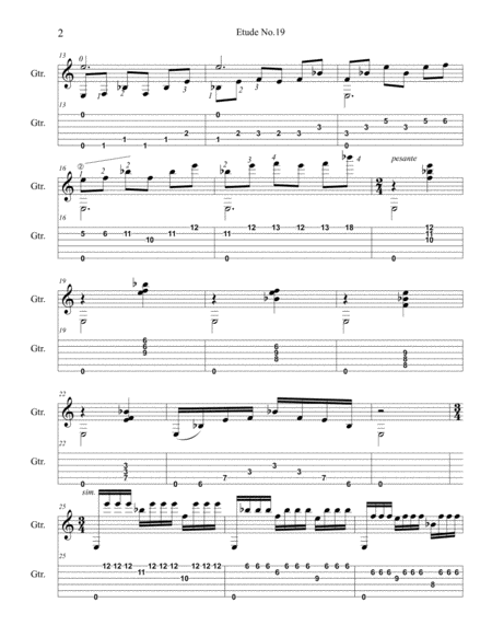 Etude No 19 For Guitar By Neal Fitzpatrick Tablature Edition Page 2