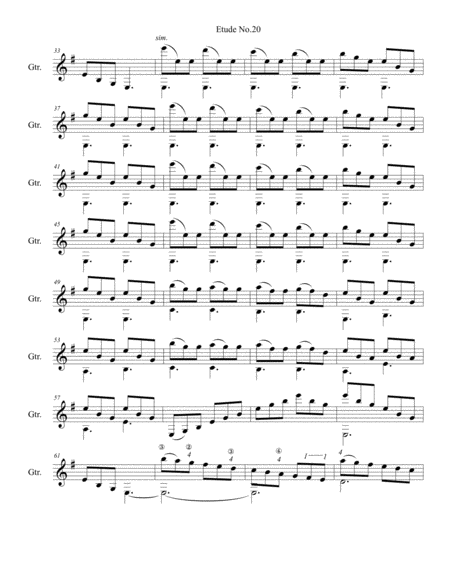 Etude No 20 For Guitar By Neal Fitzpatrick Standard Notation Page 2