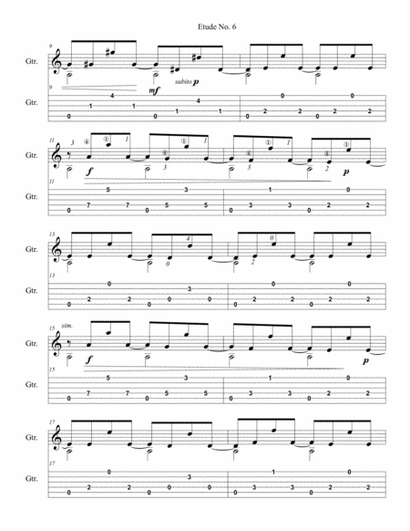 Etude No 6 For Guitar By Neal Fitzpatrick Tablature Edition Page 2