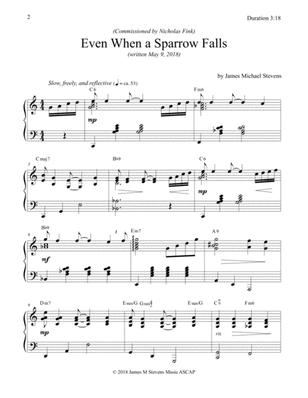 Even When A Sparrow Falls Sacred Jazz Piano Page 2