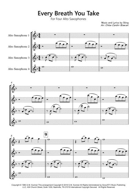 Every Breath You Take Saxophone Quartet Page 2