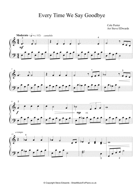 Every Time We Say Goodbye Moderate Piano Solo Page 2