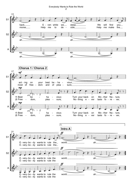 Everybody Wants To Rule The World Ssa A Cappella Page 2