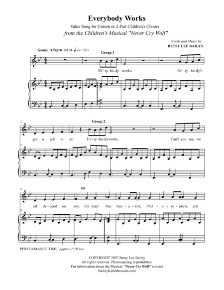 Everybody Works For 2 Part Childrens Chorus And Piano Page 2