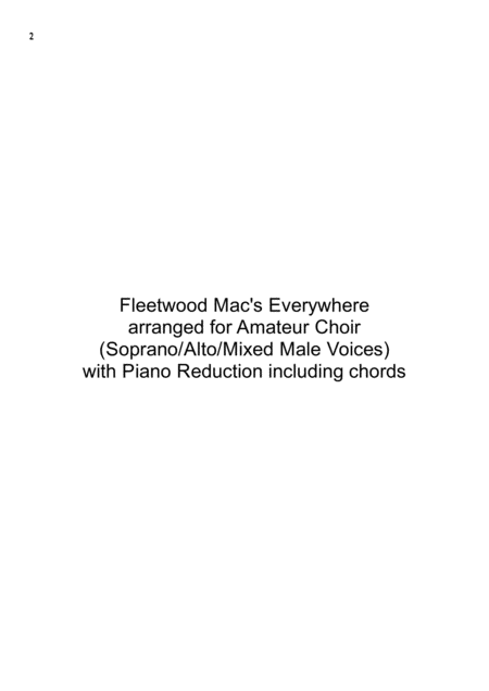 Everywhere By Fleetwood Mac Arranged For Amateur Choir Page 2