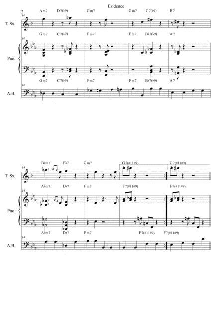 Evidence Score And Individual Parts Tenor Sax Piano Bass Page 2