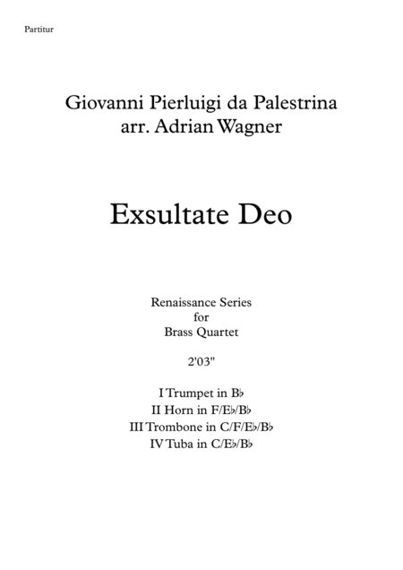 Exsultate Deo Giovanni Pierluigi Da Palestrina Brass Quartet Arr Adrian Wagner Page 2