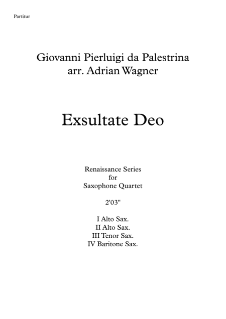 Exsultate Deo Giovanni Pierluigi Da Palestrina Saxophone Quartet Aatb Arr Adrian Wagner Page 2