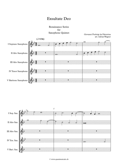 Exsultate Deo Giovanni Pierluigi Da Palestrina Saxophone Quintet Arr Adrian Wagner Page 2