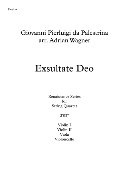 Exsultate Deo Giovanni Pierluigi Da Palestrina String Quartet Arr Adrian Wagner Page 2