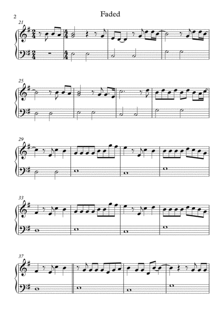 Faded Alan Walker Easy Piano Page 2