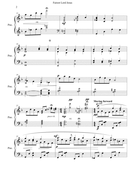 Fairest Lord Jesus Solo Piano Arrangement Richards Willis Arr Brenda Martin Page 2