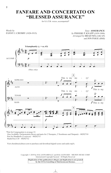 Fanfare And Concertato On Blessed Assurance Arr Brad Nix Jon Paige Page 2