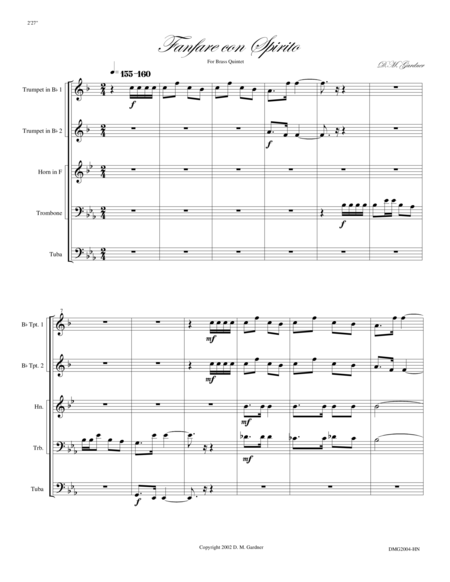 Fanfare Con Spirito For Brass Quintet 2 Bb Trpts Horn In F Trombone Tuba Page 2