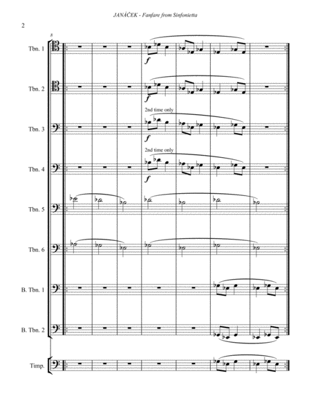 Fanfare From Sinfonietta For Trombone Ensemble Timpani Page 2