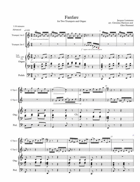 Fanfare In D Jacques Lemmens For Two Trumpets And Organ Page 2